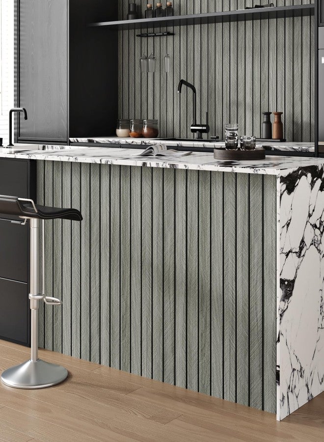 STICKEEP Grey Wood Wall Slat Panels Peel and Stick 3D Fluted Wood Panels for Interior Wall Decor 120" x 12" Self Adhesive Acoustic Wooden Paneling for Bedroom Living Room TV Backgroud Kitchen - Image 4